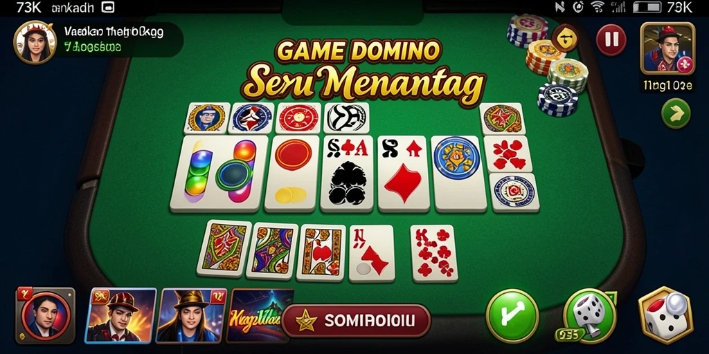 Screenshot gameplay 73K menampilkan aksi seru bermain Domino.