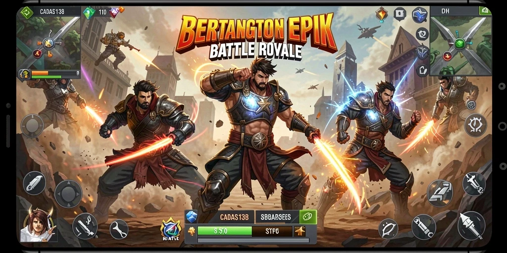 Screenshot gameplay Battle Royale yang seru dan menegangkan.