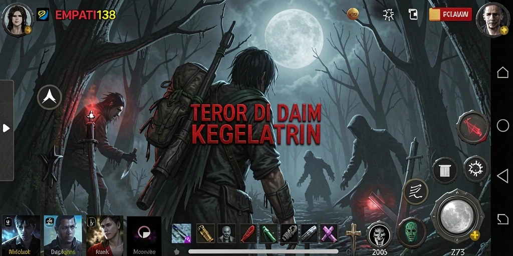Screenshot gameplay EMPATI138 menampilkan suasana horor yang mendalam.