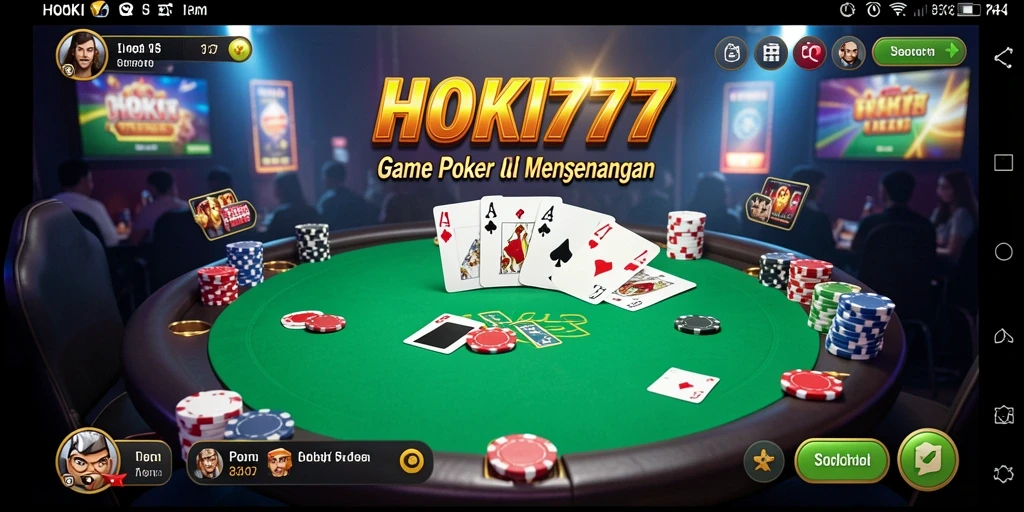 Screenshot gameplay seru HOKI777 yang menampilkan suasana poker.