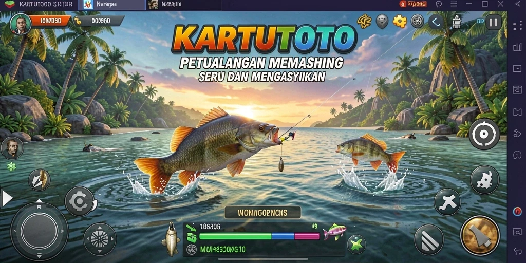 Tampilan gameplay KARTUTOTO yang menarik dengan berbagai jenis ikan.