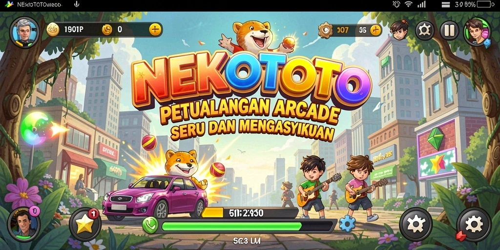 Tampilan game NEKOTOTO dengan karakter lucu dalam aksi.