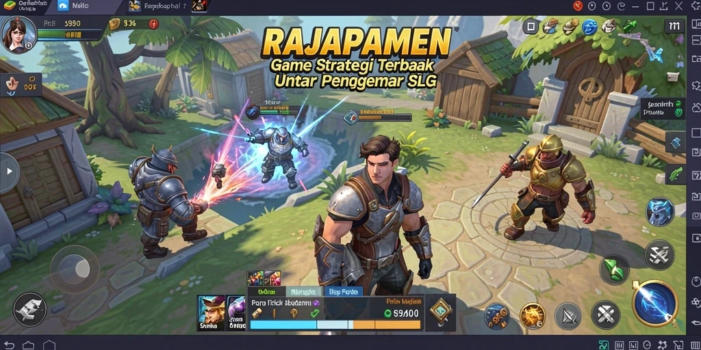 Tampilan gameplay seru dalam RAJAPAMEN yang menunjukkan strategi pertempuran.
