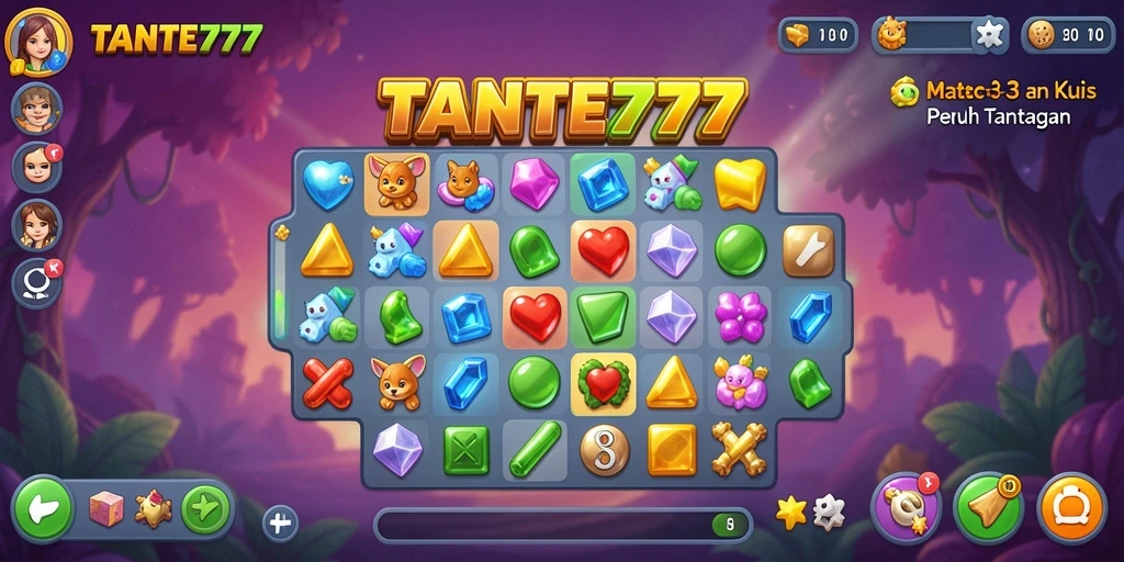 Tampilan gameplay menarik dari TANTE777 yang penuh dengan keseruan Match-3.