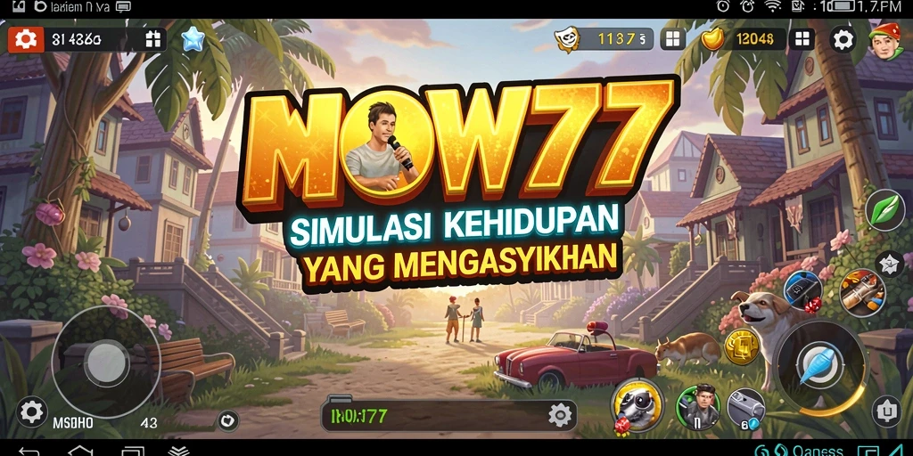 Screenshot gameplay WOW77 menampilkan karakter dalam berbagai aktivitas simulasi.